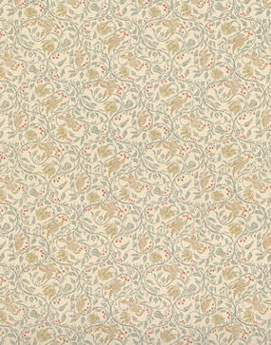 Dollhouse Miniature Wallpaper:1/2" Scale Birds & Berries, Cream